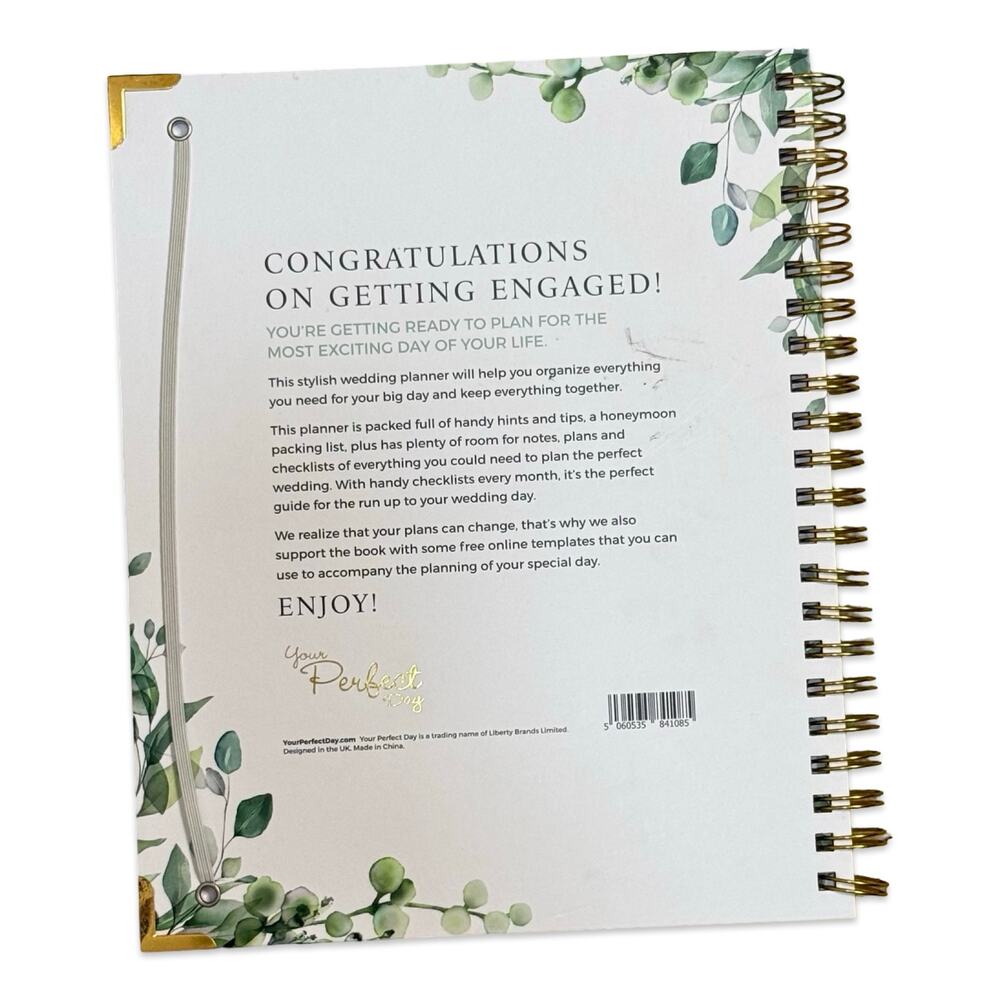 Complete Wedding Planner White Green Leaves Spiral Workbook Your Perfect Day NEW - Picture 3 of 5